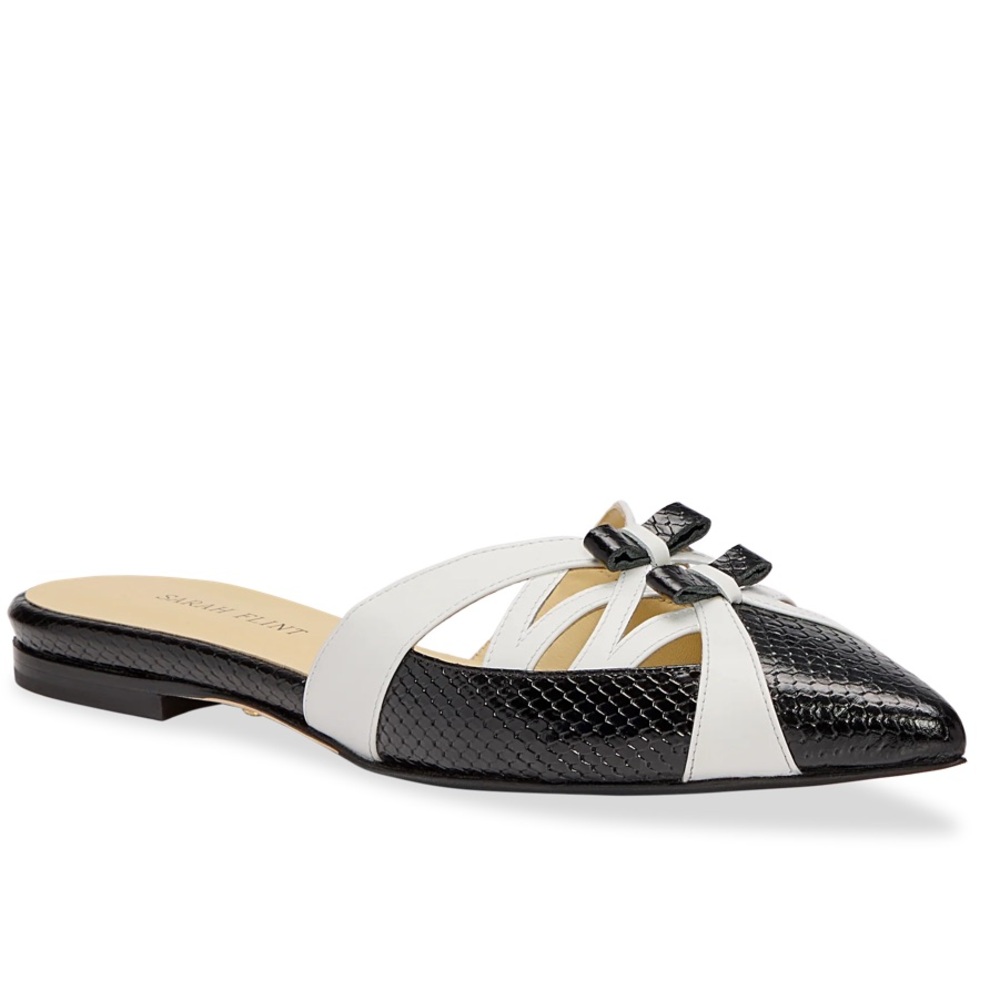 Sarah Flint Kim Mule in Black and White Embossed Calf - Picture 5 of 8